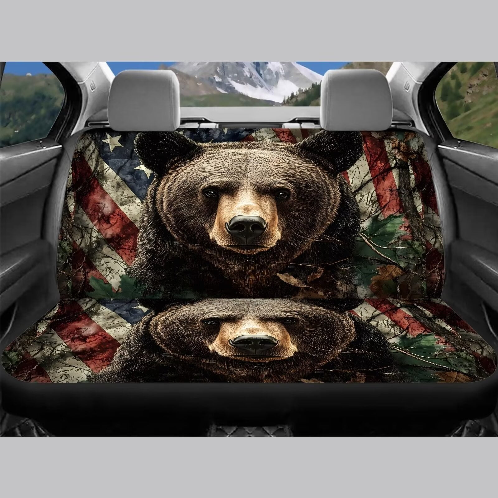 Pzuqiu Bear Flag Car Seat Covers Set Lightweight Front and Rear Seat Cover Set Easy to Install 4 Seats Car Seat Protector Car Seat Protector Accessories Universal Universal Fit Most Sedans