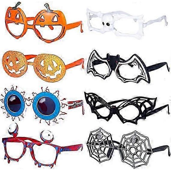 8 Pieces Halloween Eyeglasses Novelty Halloween Party Favors Funny Halloween Party Eyeglasses Frame Halloween Toy Glasses Cosplay Props for Halloween