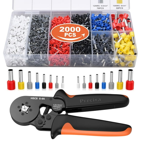 Kit de herramientas para prensar férulas Preciva AWG23-7 con 2000 conectores