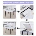 Extendable Round Dining Table, MDF Table Top and Black Metal Legs