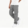 thumbnail image 5 of Efsteb 5-15 Years School Uniform Pants for Boys Cotton Baggy Drawstring Cargo Pant Elastic Waist Straight Leg Joggers Teen Back to School Trousers, Sports Outdoor ,Hiking Pants with Pockets, 5 of 8