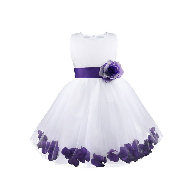 Miaeowve Robe de Demoiselle d'Honneur pour Bébé Fille Robe de Fête Formelle de Mariage Robe de Baptême en Tulle Robe de Princesse Concours Violet 3