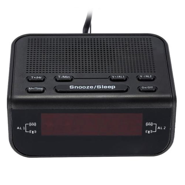 Reloj Despertador Digital Led Radio Led Rojo Pantalla De Tiempo Reloj Moderno Radio Fm Alarma Dual Zumbador Snooze Sleep Radio Enchufe De La Ue Minnieouse EL011790-00