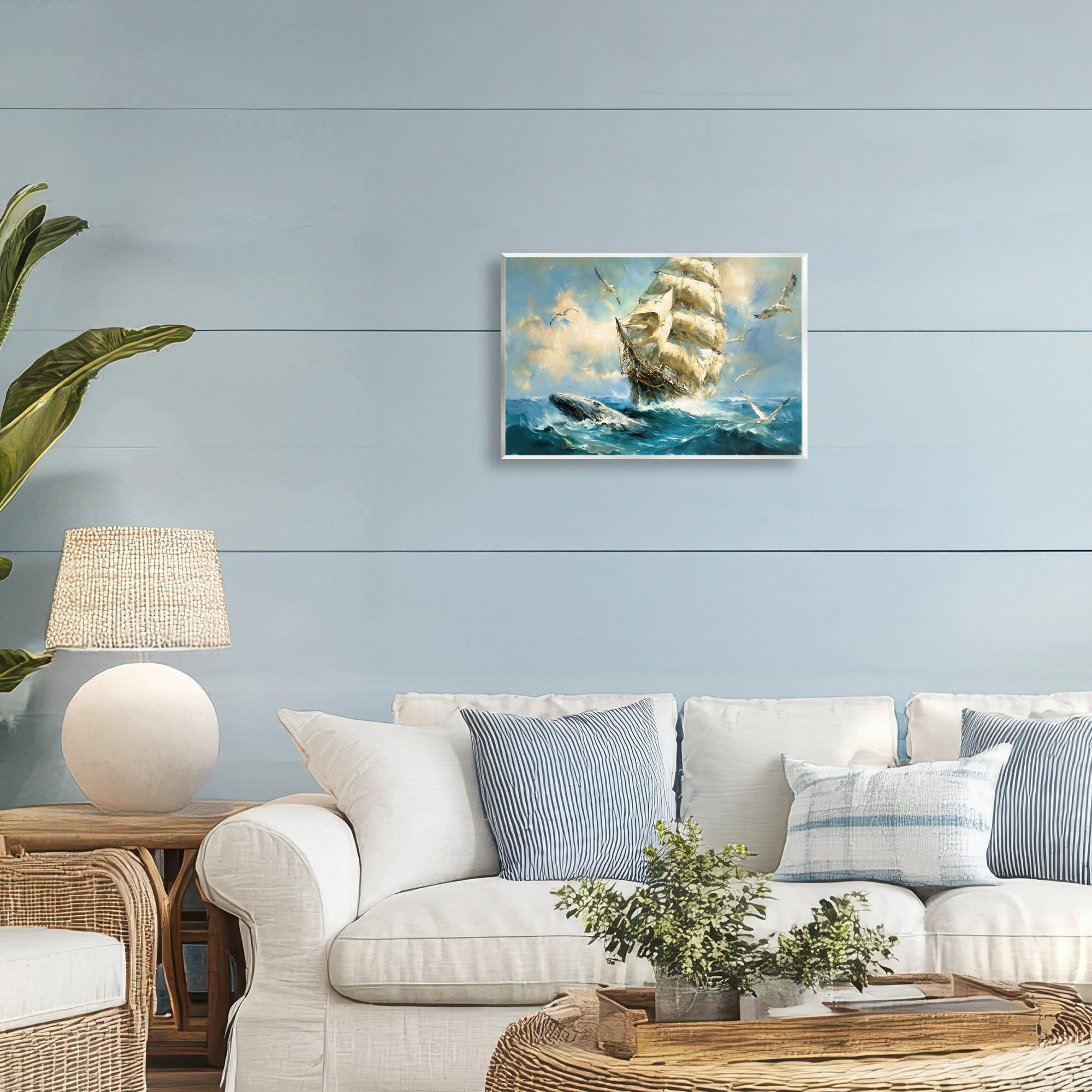 Stupell Industries Clipper Ship & The Whale Wall Plaque Art, design by Tina LeCour