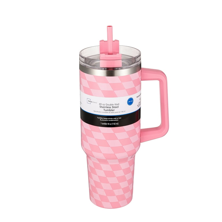 Mainstays 40oz Pink Diamond Pattern Tumbler Stainless Steel Double