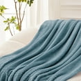 thumbnail image 7 of Exclusivo Mezcla Waffle Textured Extra Large Fleece Blanket, Super Soft and Warm Throw Blanket for Couch, Sofa and Bed (Slate Blue, 50"x70")-Cozy, Fuzzy and Lightweight, 7 of 7