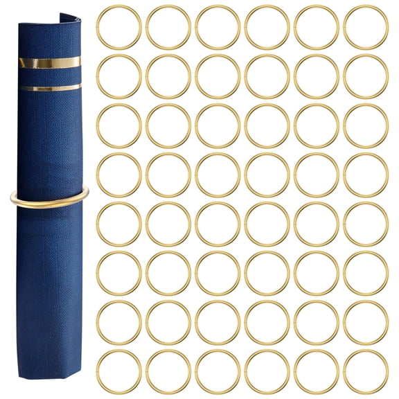 100Pcs Metal Round Napkin Ring Bulk Easy Cleaning Stylish Gold Circular Napkin Ring for Wedding Party Dinner Anniversary