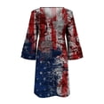 thumbnail image 4 of Edvintorg 4Th Of July Womens Summer Dresses Plus Size Women's Casual Beach Dress Fashion V-Neck Print 3/4 Sleeve Fold Mini Dress, 4 of 5
