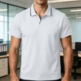 thumbnail image 2 of Men Polos Shirt Short Sleeve V Neck Lapel Vintage T Shirts Causal Loose Fashion Breathable Golf Tees (S, White), 2 of 8