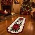 thumbnail image 6 of Christmas Runner Rug, 47.2 Inch Poinsettia Floor Mat, Holiday Decoration for Hallway Entryway Fireplace M, 6 of 8