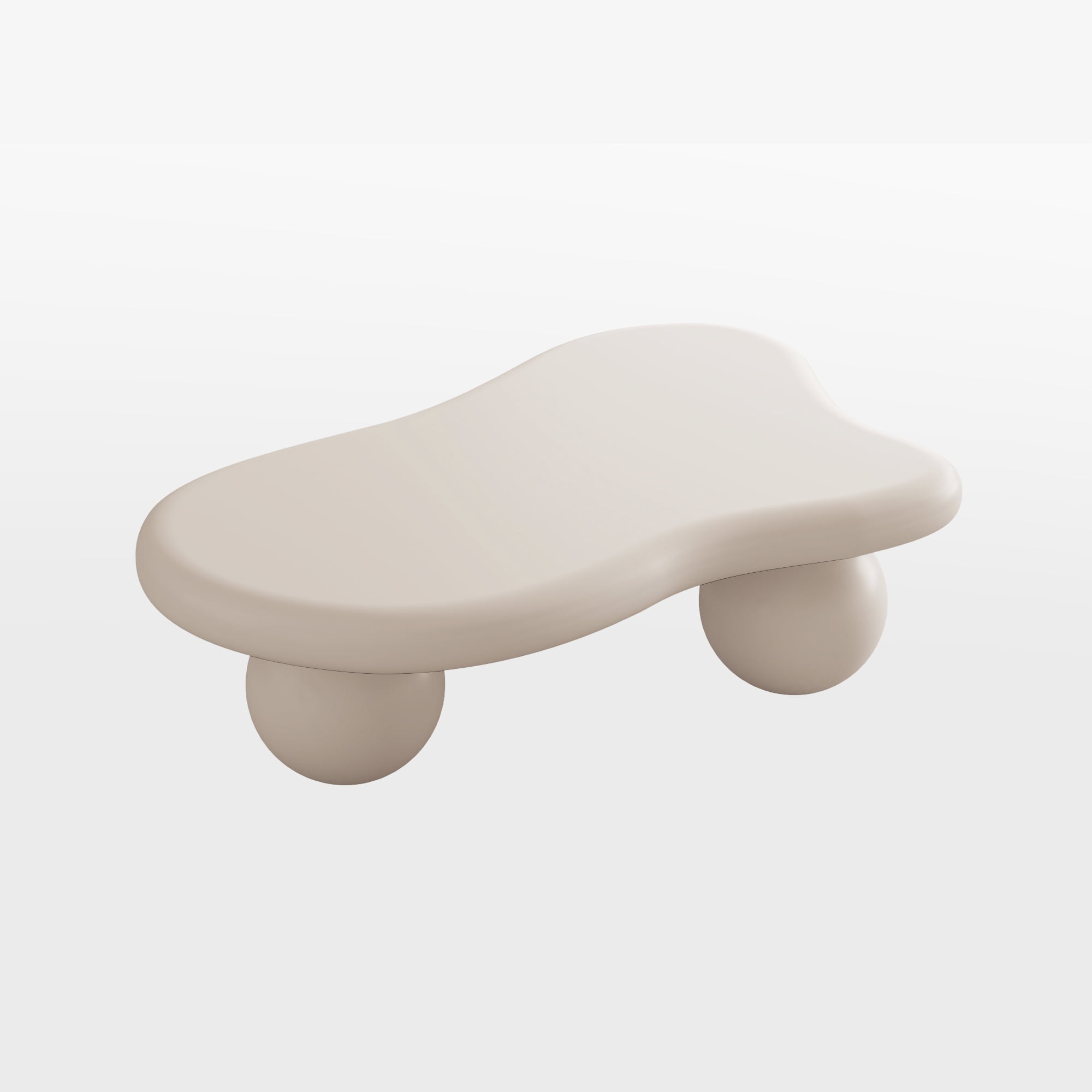 47.2" Cloud Coffee Table for Living Room, Irregular Coffee Table Modern Low Coffee Tables Abstract Faux Stone Cute Center Table with 3 Ball Legs for Small Space Apartment