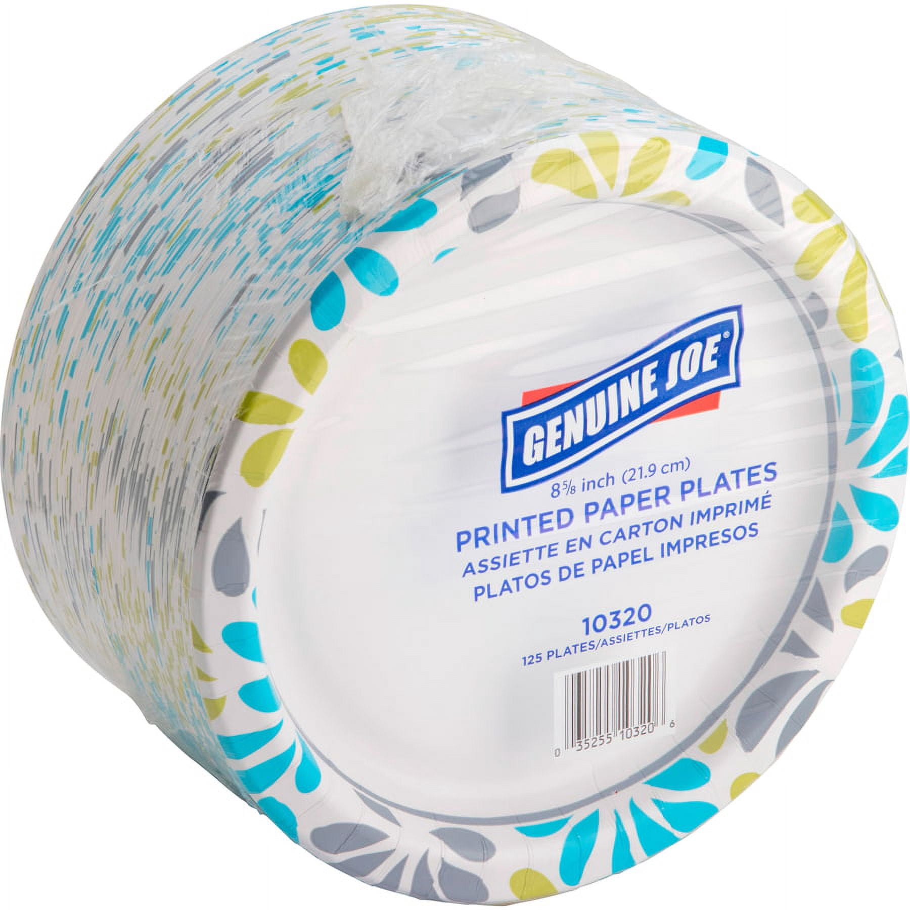 Genuine Joe Printed Paper Plates - 125 / Pack - Disposable - Assorted - 500 / Carton