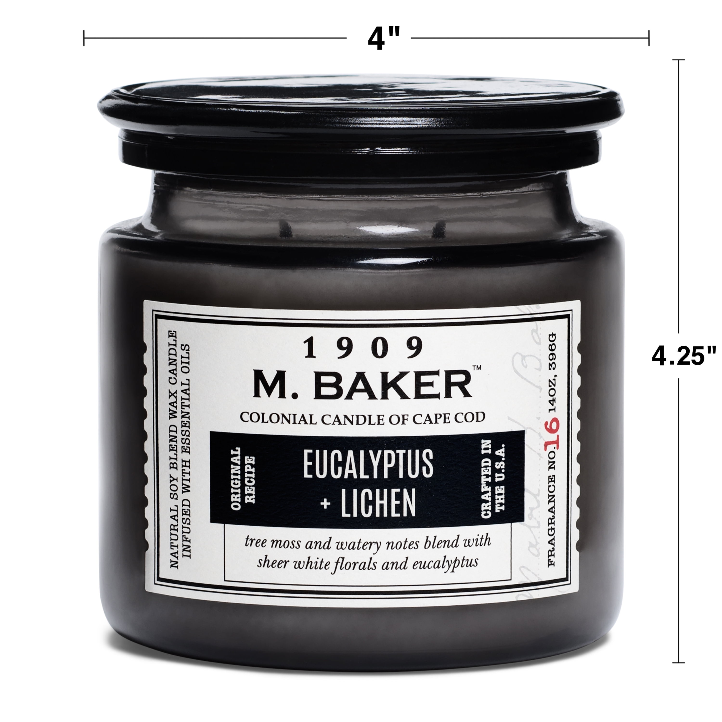 Colonial Candle Eucalyptus & Lichen 14oz 2 Wick Candle, Grey