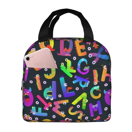 Insulated Lunch Bag for Women Men - Funny Alphabet Monster Leakproof Cooler Lunch Box for Women Men  Lunch Tote Bags for Work School Picnic Travel