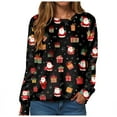 thumbnail image 4 of larppty Christmas Sweatshirt Women Funny Ugly Christmas Pullover Shirt Xmas Holiday Santa Prints Long Sleeve Tops （Red, XL）, 4 of 5