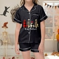 thumbnail image 5 of Ulitacool Christmas Toddler Pajamas Girls Short Sleeve Lappel Button Down Xmas Sleepwear Top And Pants Jammies Christmas Tree Printed New Year Nightwear Autummn Winter Soft Homewear 2-3 Years Black, 5 of 5