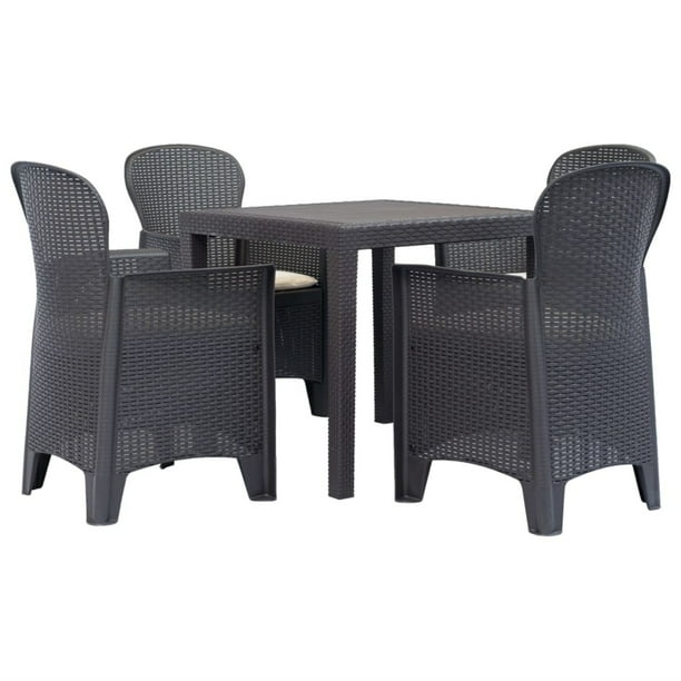 vidaXL 5 Piece Patio Dining Set Plastic Brown Rattan Look