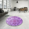 thumbnail image 4 of Ahgly Company Machine Washable Indoor Round Transitional Violet Purple Area Rugs, 5' Round, 4 of 7