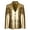 Gold Jacket for Men, variant on Men's Jacket Long Sleeve Jacket Button-up Lapel Coat Fashion Hot Stamping Casual Suit Jacket with Pocket Silver L