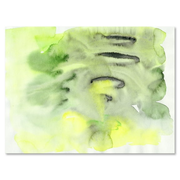Designart ' Abstract Pond of Yellow and Green ' Modern Canvas Wall Art Print