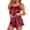 Wine, variant on SAZBJOJN Women's Satin Pajama Set Silky Backless Open Design Tank Top and Loose Shorts Sleepwear Soft Loungewear Nightwear 2 Piece Pajamas for Women Set for Bedroom Daily Wear Red Size L