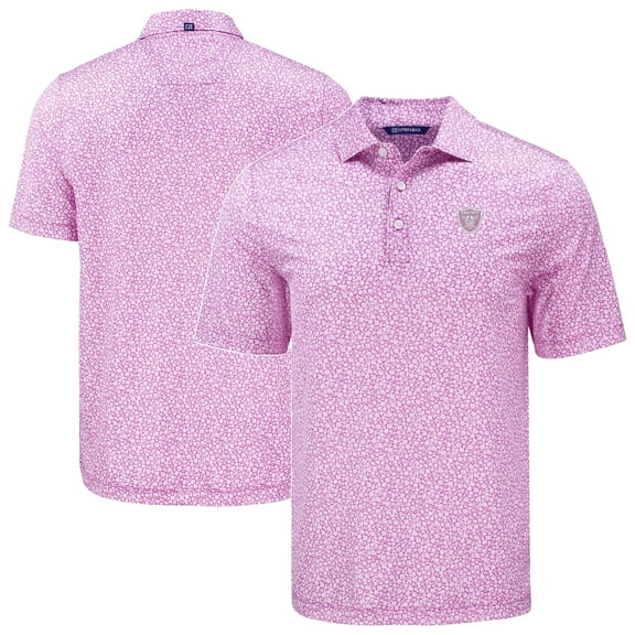 Men's Cutter & Buck  Pink Las Vegas Raiders Pike Eco Flora Print Recycled Polo