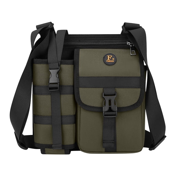 Sling Bag Men Crossbody Bag With Bottle Holder Multi-layer Adjustable Chest Bag Backpack Portable Sling Backpack For Sports Gym Hiking Fishing Green