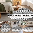 thumbnail image 5 of Round Rug 4Ft Washable Non-Slip, Black Plaid Farmhouse Circle Area Rugs for Living Room Bedroom, Watercolor Cute Country Cow Checkered Indoor Floor Mats Carpet Runner for Home Decor Aesthetic, 5 of 8
