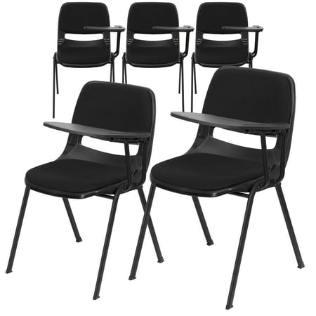 Second Hand Living Room Furniture Flash Furniture 5 Pk. Black Padded Ergonomic Shell Chair with Left Handed Flip-Up Tablet Arm ()