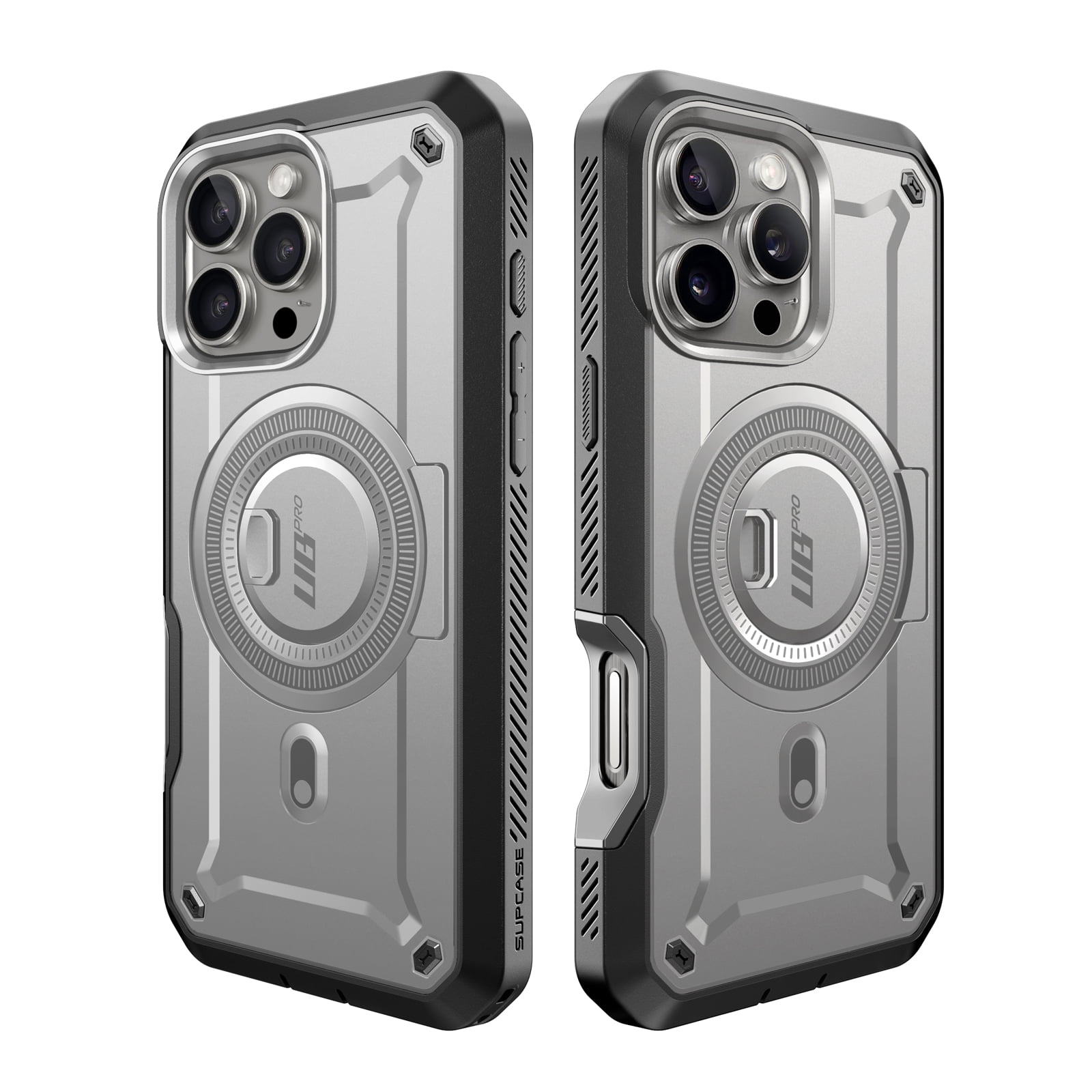 SUPCASE UBPro Mag for iPhone 16 Pro Max Case with Stand, [Support MagSafe] [Built-in Screen Protector & Belt Clip] [Military-Grade Protection] Magnetic Phone Case for iPhone 16 Pro Max, 6.9", Gray
