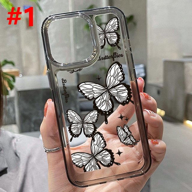 Funda Para Samsung Galaxy A73 A54 A53 A34 A33 A23 A14 A13 A04S 4G 5G Cubierta Trasera Negro Blanco Mariposa Transparente Teléfono Casos Duro Espalda Suave Borde