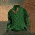 thumbnail image 2 of Quarter Button Sweatshirts for Men Long Sleeve Button Up Pullover Sweatshirts Polo Shirt 2025 Fall Winter Warm Plus Sizes Mens Sweatshirts Green S, 2 of 3
