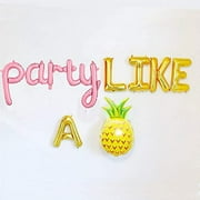 Party Like A Pineapple, Party Like A Pineapple Balloons Luau Aloha Hawaii Summer Themed Banner for Twotti Frutti Lets Flamingle Bridal Bachelorette Two Sweet Party Supplies 9PCS of Qinsly (Pink)