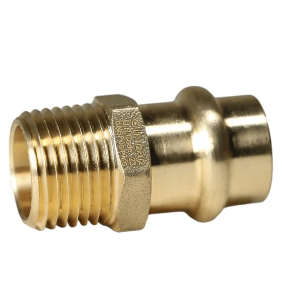10 Pcs XFITTING Brass Press 1/2 in x 1/2 in Male NPT Press Coupling, Brass Press MNPT Coupling,