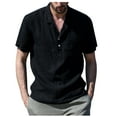 thumbnail image 1 of Fridja Chemise Habillée pour Hommes Été Amusant Couleur Unie Col Rabattu Manches Courtes Performance Imprimée Boutonnée Décontractée Jeu de Quilles pour Activités Extérieures (Noir, TG), 1 of 5