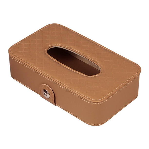 Servilletero impermeable para coche, parasol para coche, caja de pañuelos, organizador de servilletas Pinza para colgar Marrón