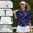 thumbnail image 6 of Uorisanigo Dragonfly Women's 3/4 Sleeve Golf Top Size XL Comfortable Stylish Women's Dry-Fit Golf Polo Shirts Fashion Zip Up Collar Pullover Casual Versatile Workout Tops Daily Wear, 6 of 7