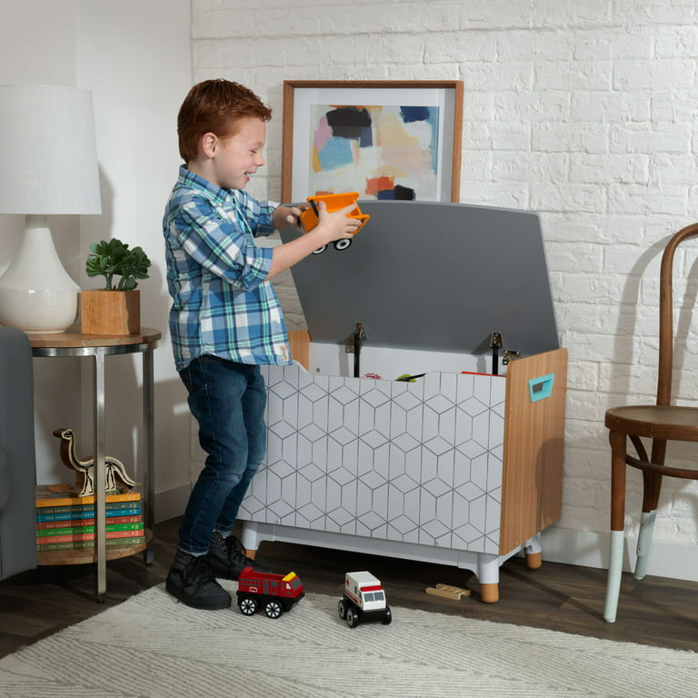 Kidkraft Mid-Century Kid™ Gray Wooden Toy Box With Safety Lid - Walmart.Com