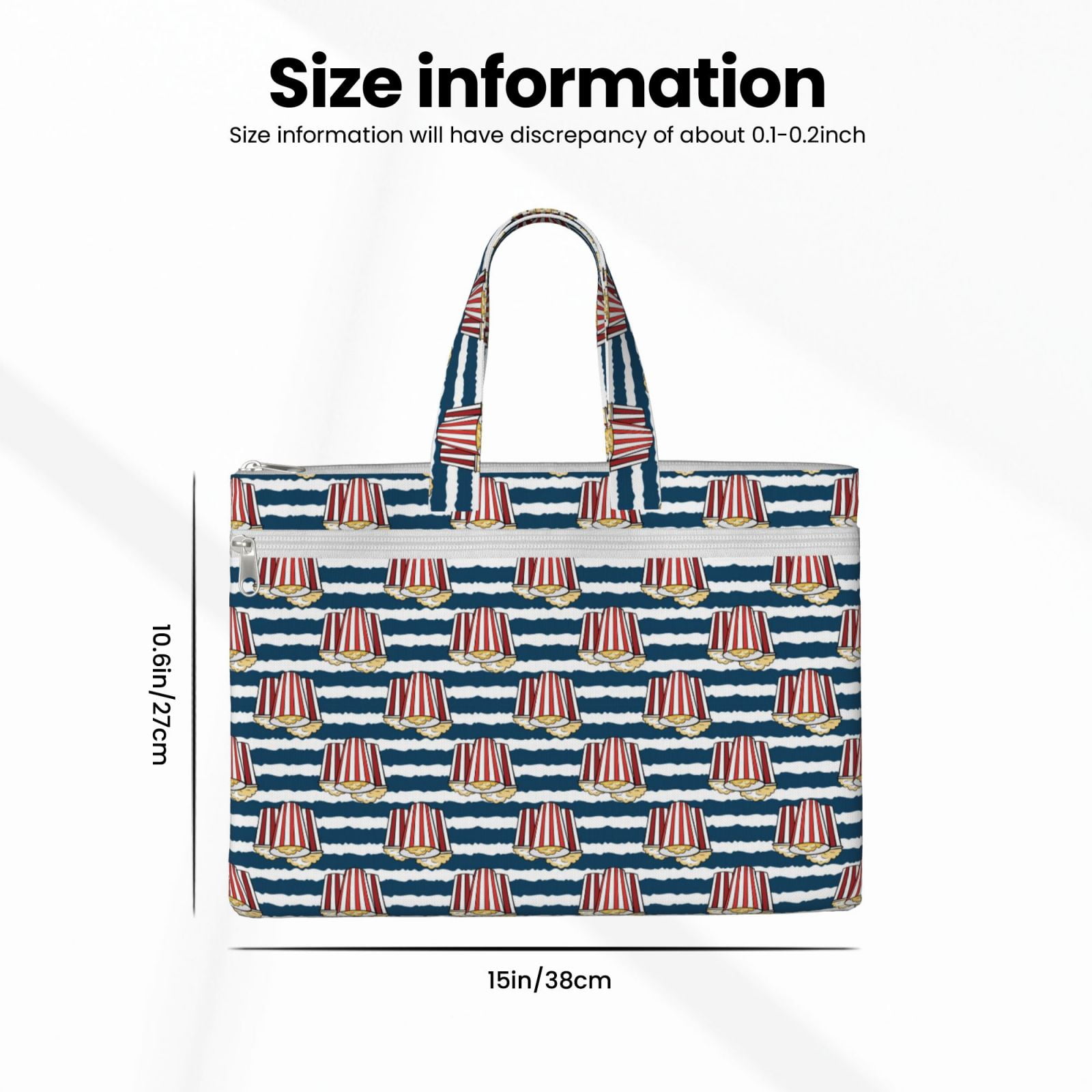 Kdxio Popcorn File Tote Document Bag Business Briefcase Bag Document Organizer Tote Briefcase for Letter A4 Files Business Teacher Office Bag