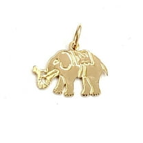 14k yellow Gold tiny elephant Pendant charm unisex good luck fine jewelry 0.8g