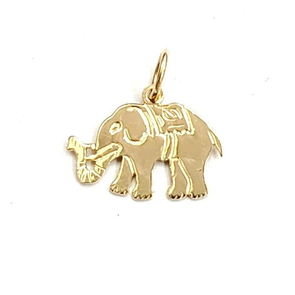 14k yellow Gold tiny elephant Pendant charm unisex good luck fine jewelry 0.8g