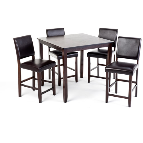 Imagio Home 5 Piece Loft Gathering Height Dining Set, Java with Faux ...