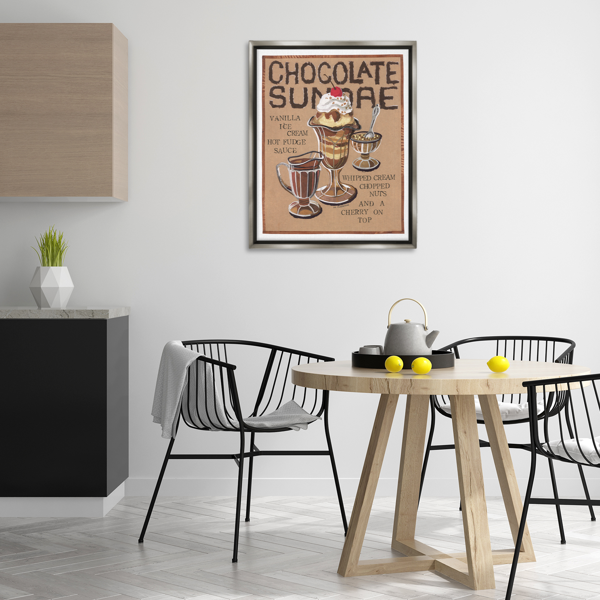 Stupell Industries Chocolate Sundae Recipe Food & Beverage Painting Gray Floater Framed Art Print Wall Art, 25 x 31