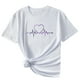 thumbnail image 4 of Camisetas de cuello redondo para mujer Camisetas con estampado de corazón Camisetas de manga corta Blusa Tops Fridja gope1452, 4 of 8