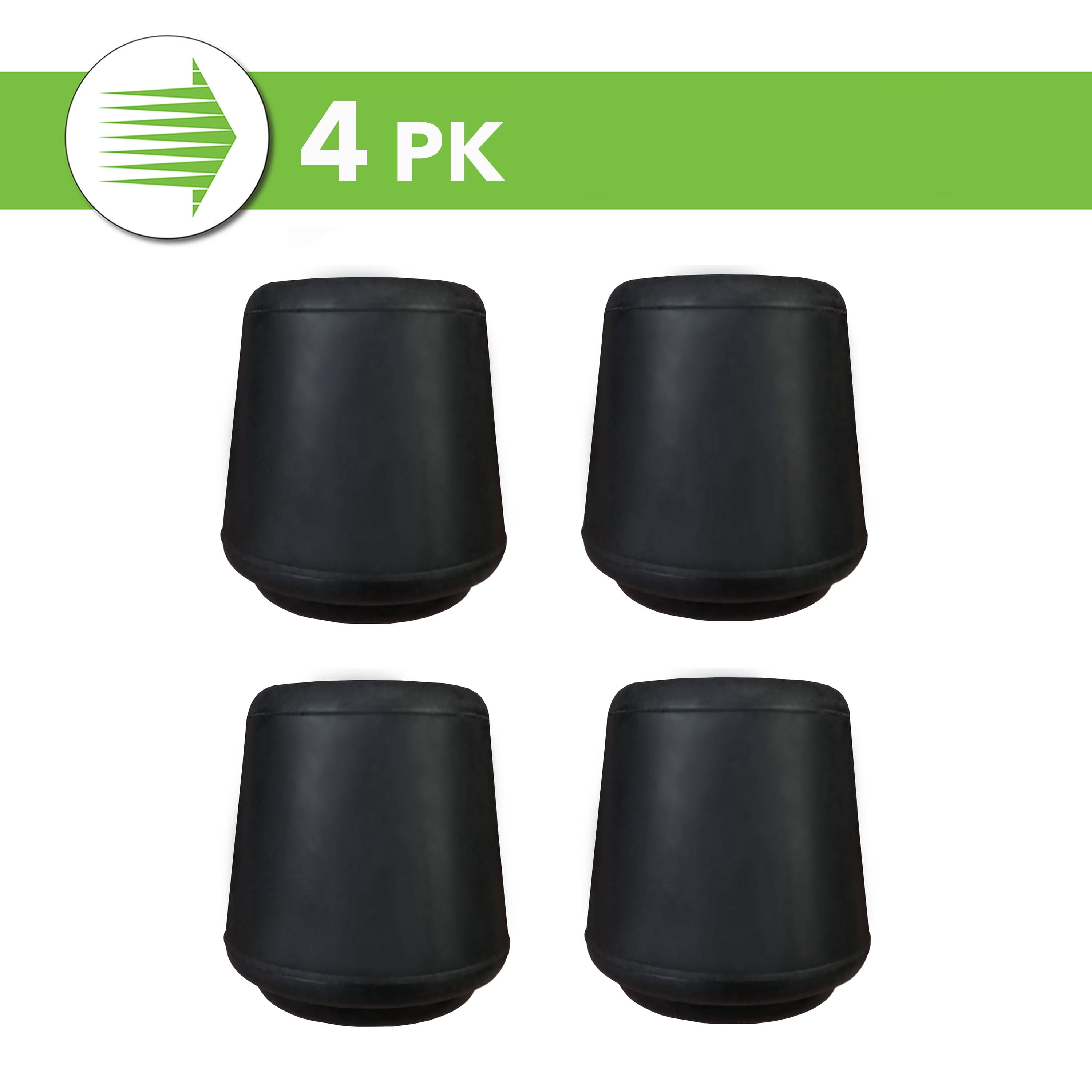 Super Sliders Non-Slip Rubber Furniture Leg Tips 1 inch 4 Pack Black
