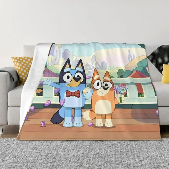 Rozeui Bluey for Flannel Blanket, Soft Fuzzy Plush King Blanket for Winter, Thick and Warm All-Season Bed Throw-40"x30"