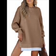 thumbnail image 2 of Sudadera de Larga con Cremallera y Abertura para Mujer, Estilo Informal, con Capucha y Cremallera, para Otoño Caqui XL, 2 of 8