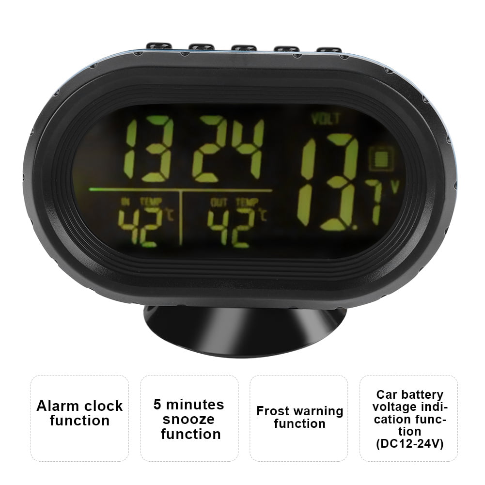Car Thermometer Clock Meter Car Thermometer Time Led with Alarm Function 