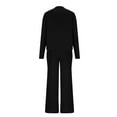 thumbnail image 6 of Feancey Womens Casual 2 Piece Outfits Elegant Casual Button Down Shirt and Wide Leg Pants Lounge Sets Fall Fashion Office Two Piece with Pockets Black Free Size, 6 of 8
