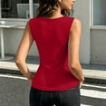 thumbnail image 5 of Admvng Tank Top for Women Asymmetrical V Neck Ruched Sleeveless Stretch Basic Knit Layering Camisole Blouse, 5 of 6